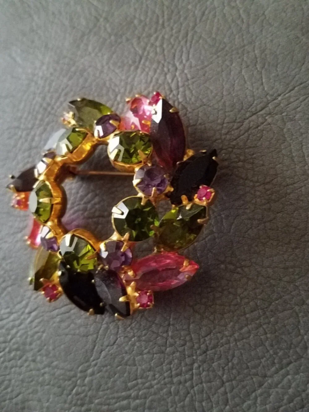 Vintage Juliana Multicolor Rhinestone Brooch Verified